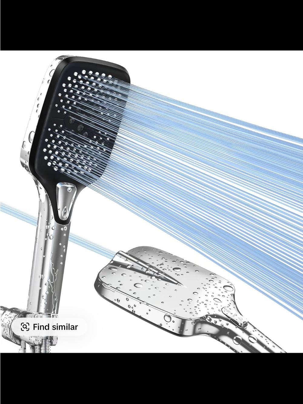 Modern Black & Silver Handheld Shower Head - High-Pressure Spray